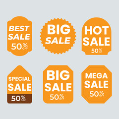 Sale tags collection. Special offer, big sale, discount, best price, mega sale banner set.