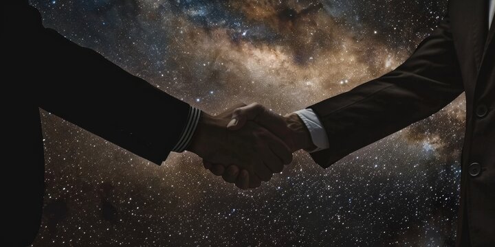 Two businessmen shaking hands on top of mountain, sunset, closeup, movie shot, giant, business giant, summit, climbing to the top, difficulty, overcoming the odds, winner, 4k HD wallpaper, background,