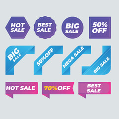 Sale tags collection. Special offer, big sale, discount, best price, mega sale banner set.
