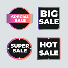 Sale tags collection. Special offer, big sale, discount, best price, mega sale banner set.