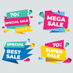Sale tags collection. Special offer, big sale, discount, best price, mega sale banner set.