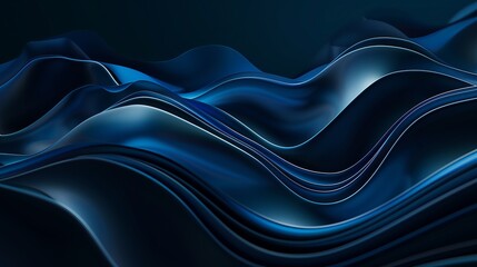 Abstract dark blue background with wavy lines and smooth curves.