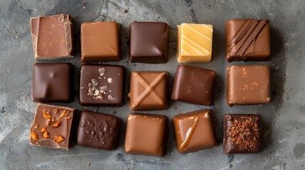 Fototapeta premium A selection of gourmet caramel chocolates, perfect for gifting or indulging.