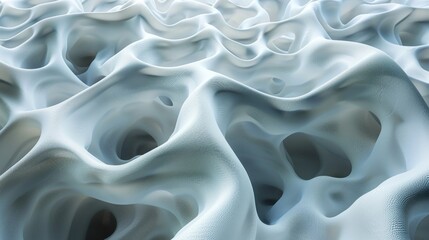 This image showcases a flowing abstract texture that resembles a soft, undulating fabric in shades of blue and white