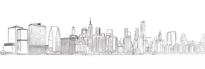Skyscraper line drawing, panorama wallpaper, the simple beauty of backgrounds for graphics