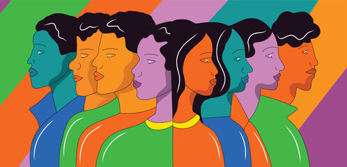 Inclusion and diversity concept colorful background