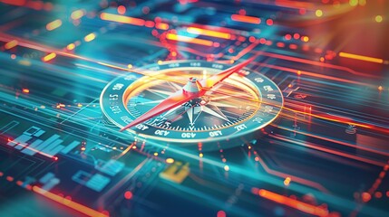 Business navigate recovery, Abstract, The compass navigate for businessmen to resume . Generative Ai