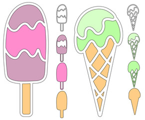 Ice-cream svg layered paper cut, Summer sweet dessert, File for cricut and silhouette