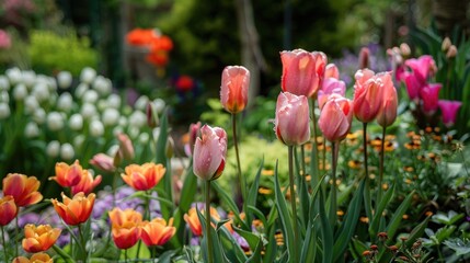 Obraz premium Floral Beauty in a Garden A Vibrant Botanical Display