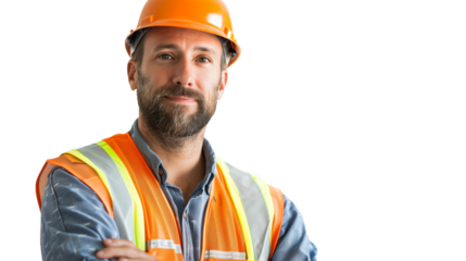 portrait of an engineer isolated on transparent background 