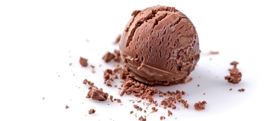 Isolated Chocolate Ice Cream Ball on White Background
