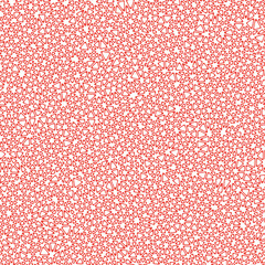 Triangles pattern with tiny triangles in a solid color style. Rounded triangular cells outlined in a repeatable pattern. Fiery sunset color theme. Beautiful vector tiles for seamless illustration.
