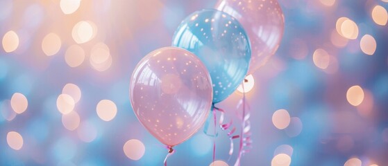 Close-up of colorful balloons against a bokeh background, creating a festive and playful ambiance for parties, celebrations, or events. - Powered by Adobe