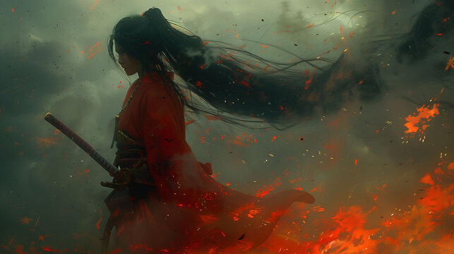 Illustration abstract Samurai background