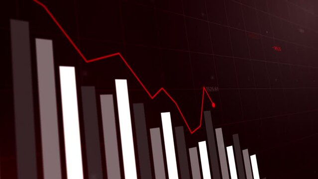 Dramatic animation of market trends and charts displaying crypto price fluctuations, banking dynamics, financial trading profits, and losses