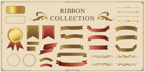 リボンのデザインエレメント。装飾素材。