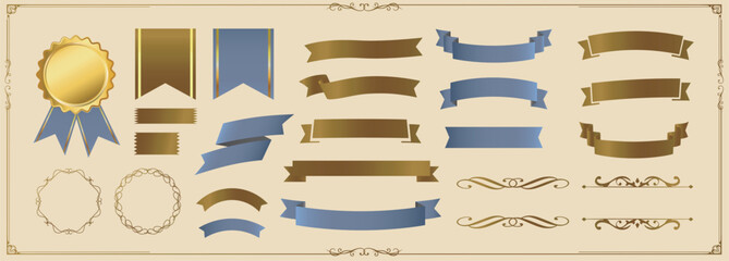 リボンのデザインエレメント。装飾素材。