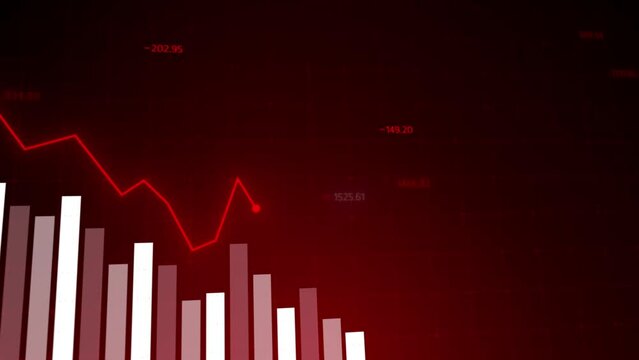 Dynamic crypto market plunge visualized: bars, charts, and diagrams illustrating trading losses, downward trends, and financial impacts in deep red tones.