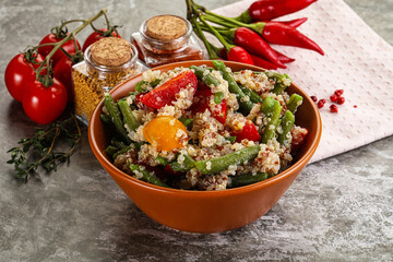 Vegan boiled quinoa with vegetables