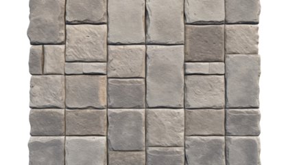 stone block floor top view isolated on transparent background cutout