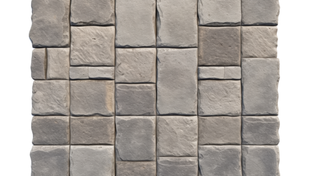 stone block floor top view isolated on transparent background cutout