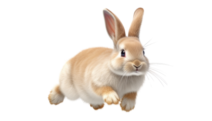 running rabbit isolated on transparent background cutout