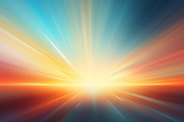 Vibrant abstract sunrise horizon with colorful dynamic light streaks representing positivity, energy, and new beginnings.