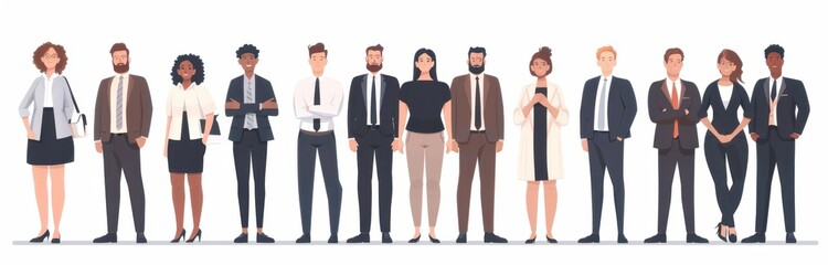 Fototapeta premium A group of business people standing in a row Generative AI