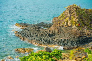 View of Ganh Da Dia or Da Dia Reef is a seashore area of uniformly interlocking basalt rock columns...