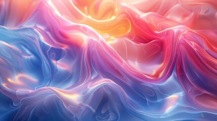 Obraz premium Luxurious silk fabric texture with flowing abstract patterns in iridescent colors