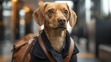 A cute dog with a backpack Generated by AI