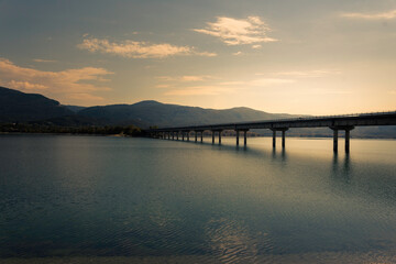 Obraz premium Sunset Bridge in Greece Rimniou
