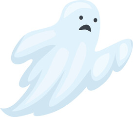 Cartoon illustration of a ghost with a surprised expression on its face