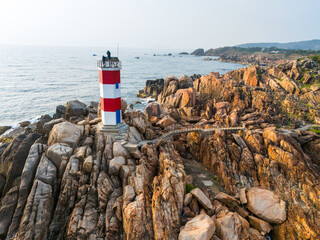 View of Ganh Den Lighthouse, Phu Yen. This is a famous tourist destination of Vietnam.