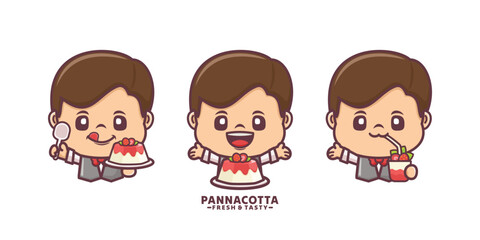 cartoon mascot design with panna cotta