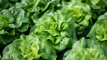 Fresh Butter Lettuce Heads in Hydroponic Farm