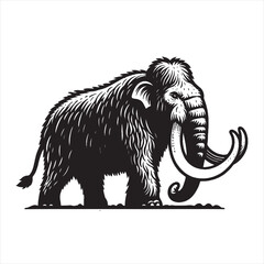 Mammoth. Beautiful vintage engraving vector illustration. Black outline	