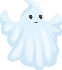 Friendly ghost character with a cheerful expression, perfect for halloween themed designs