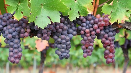 Fototapeta premium Ripe Red Grapes on Vine
