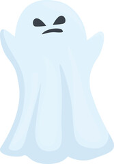 Simple cartoon illustration of an irritated ghost, perfect for halloween projects