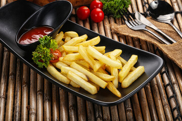 French fries potato with sauce