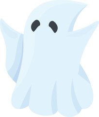 Cartoon ghost floating with its arms raised, embodying the spirit of halloween
