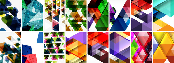 Triangles and circles abstract shapes templates set