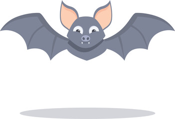 Friendly cartoon bat flapping its wings and smiling