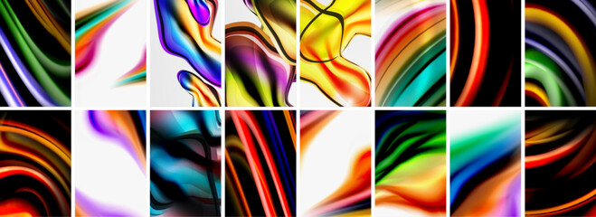 Fototapeta premium Collection of abstract background with waves, colorful shapes and 3d shadow effect. Vector Illustration For Wallpaper, Banner, Background, Card, Book Illustration, landing page