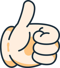 Human cartoon hand showing a thumbs up gesture