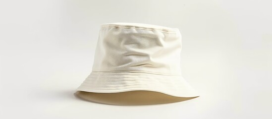 Obraz premium White bucket hat isolated against white backdrop.