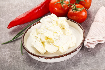 Soft Philadephia cheese in the bowl