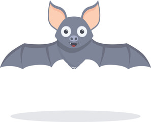 Friendly looking cartoon bat flapping its wings and smiling