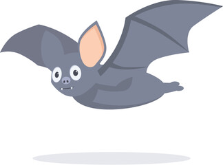 Fototapeta premium Cartoon bat with big eyes and a smile flying in the air